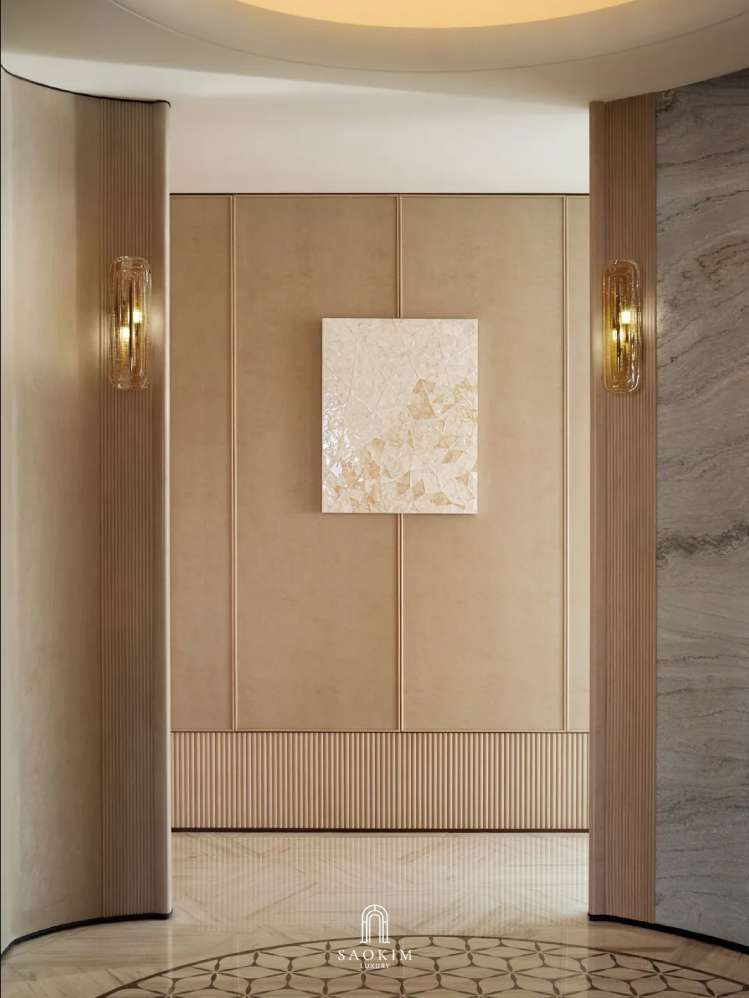 Không gian hành lang tráng lệ tại thiết kế penthouse phong cách Contemporary art deco
